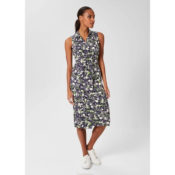 Hobbs London Nadia Sleeveless Jersey Dress Blue 6 - Picture 1 of 9
